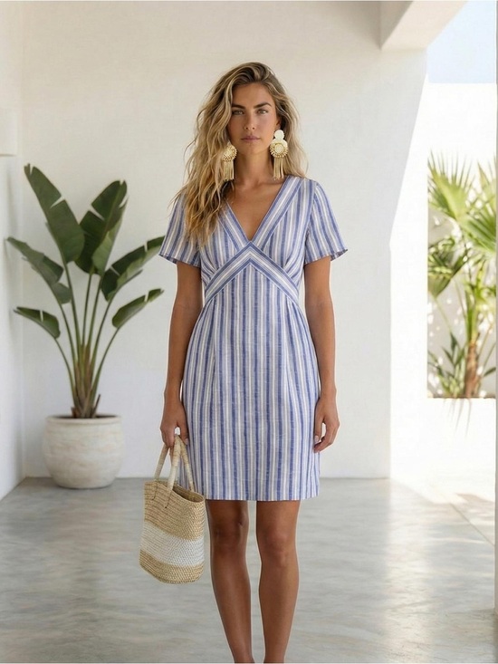 Banana Republic Dresses & Skirts - Banana Republic blue & white striped short sleeve cotton dress – XS NWOT